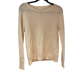 La Garconne Moderne Cream Long Sleeve Crewneck Cashmere Blend Sweater Sz XS